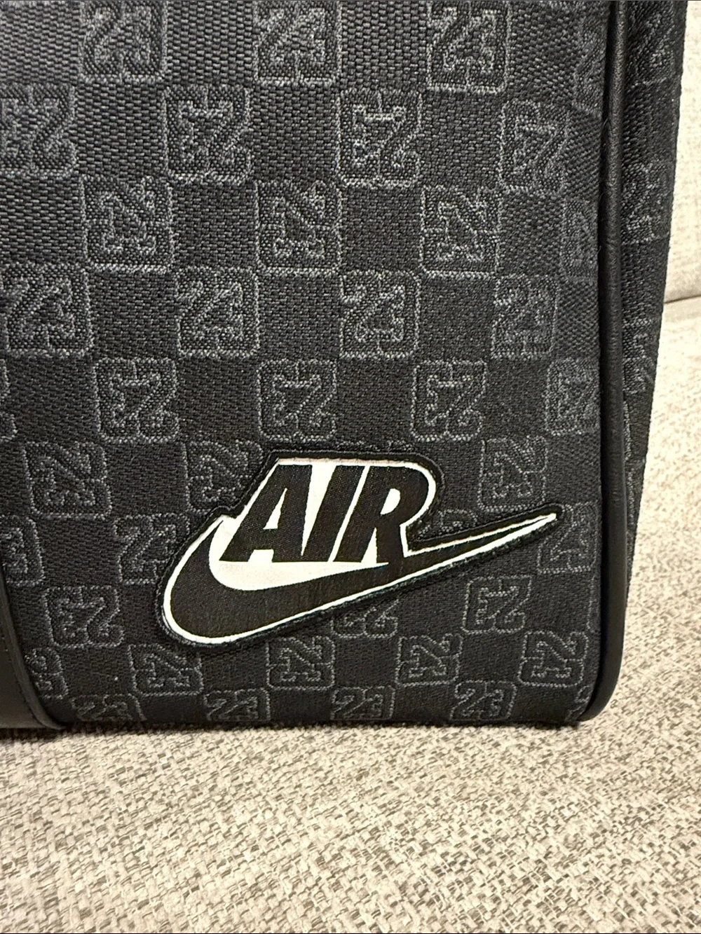 Jordan Black Patchwork Duffel Bag with Embroidered Logos
